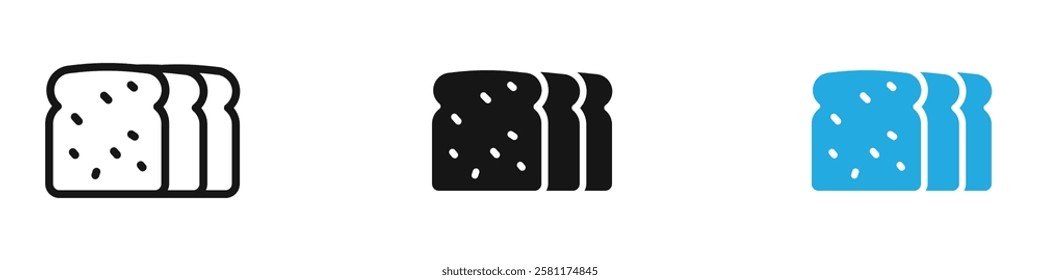 White bread icon black white vector outline