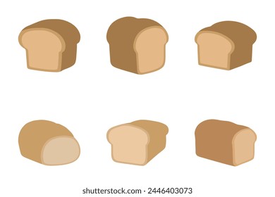 Conjunto de iconos de pan blanco. Vector de alimentos