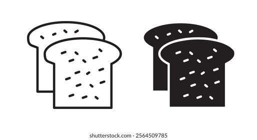 White bread icons in flat and line style set.