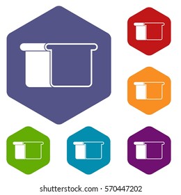 White bread icons set rhombus in different colors isolated on white background