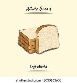 White Bread Illustration Sketch And Vector Style. Good to use for restaurant menu, Food recipe book and food ingredients content.