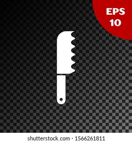 White Bread knife icon isolated on transparent dark background. Cutlery symbol.  Vector Illustration