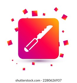 White Bread knife icon isolated on white background. Cutlery symbol. Square color button. Vector