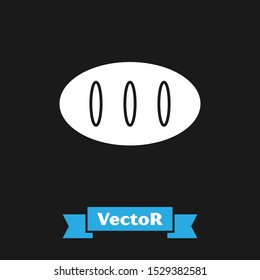 White Bread loaf icon isolated on black background.  Vector Illustration