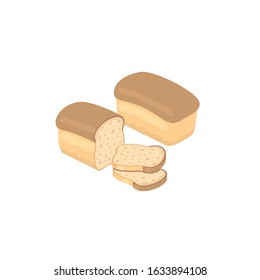 White bread loaf. Vector 3d isometric, color web icon, new flat style. Creative illustration design, idea for infographics.