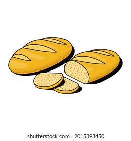 White bread loaf. Vector 3d sketch line isometric, color icon illustration, flat style. Creative design idea and elements for infographics and website.