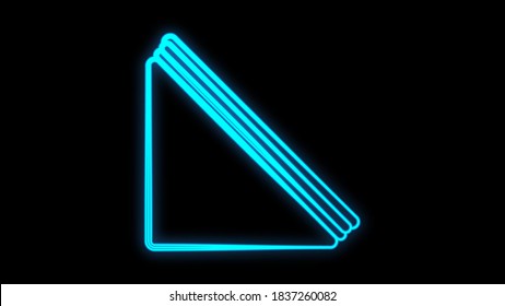 white bread sandwich with filling, over black background, vector illustration. neon sign for cafes, restaurants. neon blue. decor of the cooking area. glowing advertisement.