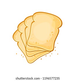 White bread, Set of 4 slices toast bread, vector illustration isolated on a white background. Bakery product in cartoon style.