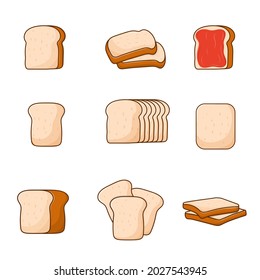 White bread set illustration vector bundle sliced bread for food menu, web icon, element design, icon, logo, sign
