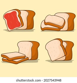 White bread set illustration vector bundle sliced bread for food menu, web icon, element design, icon, logo, sign