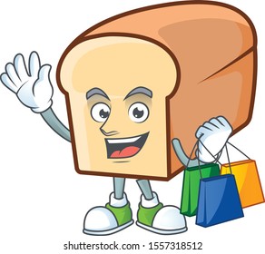 White bread with shopping cartoon character shape.