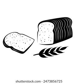 white bread silhouette design. bakery icon, sign and symbol.