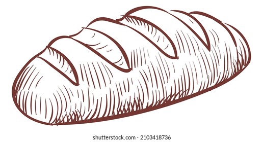 White bread sketch. Wheat pastry menu engraving
