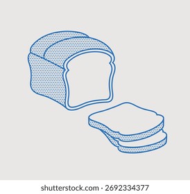Pão branco com fatias de pão. Linhagem, estilo minimalista. Ilustração vetorial. Coleção de padaria.