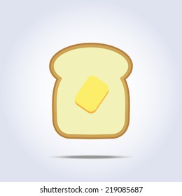 White bread toast icon with butter