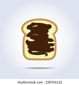 White bread toast icon with chocolate. Vector illustration