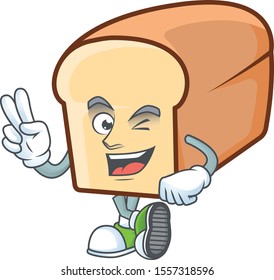 White bread with two finger cartoon character shape.