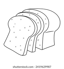 White Bread Vector Cartoon Illustration BW