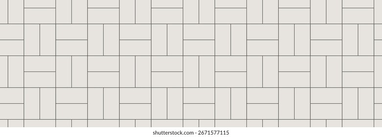 White Brick Tile Seamless Background. Floor or wall print pattern. Vector