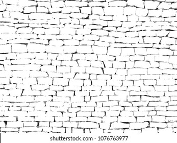 White Brick Wall Background Texture, Realistic Grunge Block Structure Vector Illustration. Rough Concrete Material Structure.