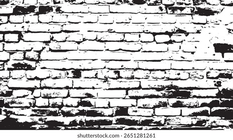 a white brick wall with black mortar, showing a distressed and aged texture, creating a unique pattern look