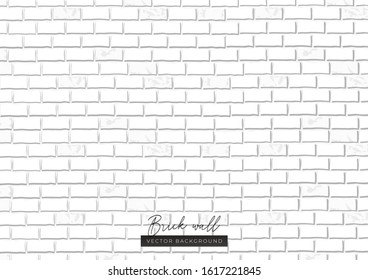 White brick wall endless texture background vector illustration. Repeatable minimal whitey painted brickwall seamless pattern flat style concept. Empty place for text
