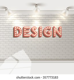 White brick wall with reflectors, vector