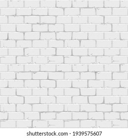 White brick wall seamless background texture realistic surface. Vector illustration