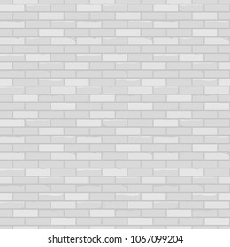White brick wall. Seamless light background pattern. Realistic rough texture. Vector illustration.