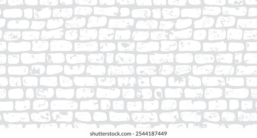 Patrón inconsútil blanco de la pared del ladrillo, textura del grunge del azulejo, fondo del subterráneo o del bloque de la cocina, bg geométrico vacío, Anuncio interior abstracto. Ilustración vectorial de dibujos animados