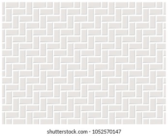 White brick wall in subway tile pattern.