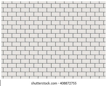 White brick wall in subway tile pattern.