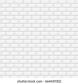 White Brick Wall In Subway Tile Pattern. Vector Illustration. Eps 10.