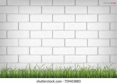 White Brick Wall Texture Background Green Stock Vector (Royalty Free ...