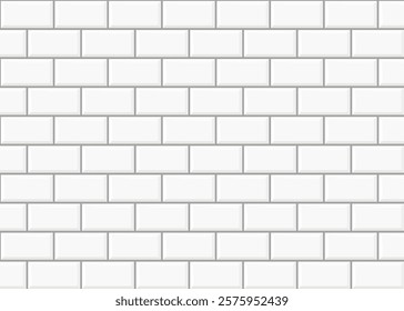 White brick wall texture decoration kitchen backsplash plastic panel building outdoor design. Vector