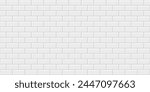 White brick wall texture, seamless cladding pattern for interior decoration, kitchen backsplash, plastic panel, building outdoor design. Abstract minimal background, vector flat illustration