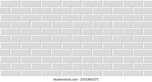 White brick wall texture, seamless cladding pattern for interior decoration, kitchen backsplash, plastic panel, building outdoor design. Abstract minimal