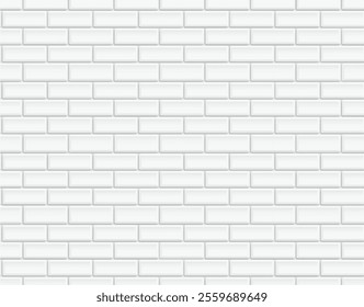 White brick wall texture, seamless cladding pattern for interior decoration, kitchen backsplash, plastic panel, building outdoor design. Abstract minimal background, vector flat illustration