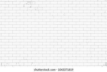 White brick wall texture with stains for text or background. Vector illustration