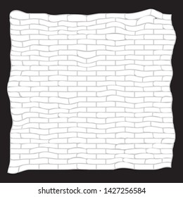 White brick wall uneven vector texture