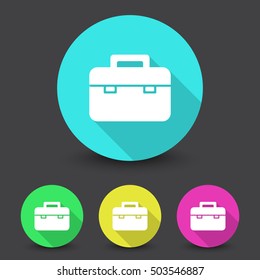 White Briefcase icon in different colors set