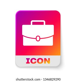 White Briefcase icon isolated on white background. Business case sign. Business portfolio. Rectangle color button. Vector Illustration