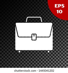White Briefcase icon isolated on transparent dark background. Business case sign. Business portfolio.  Vector Illustration