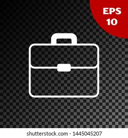 White Briefcase icon isolated on transparent dark background. Business case sign. Business portfolio.   Vector Illustration