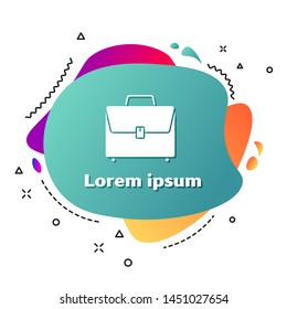 White Briefcase icon isolated on white background. Business case sign. Business portfolio. Abstract banner with liquid shapes. Vector Illustration