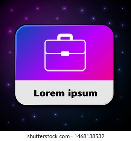 White Briefcase icon isolated on black background. Business case sign. Business portfolio.  Rectangle color button. Vector Illustration