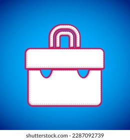 White Briefcase icon isolated on blue background. Business case sign. Business portfolio.  Vector