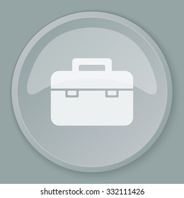 White Briefcase icon on grey web button