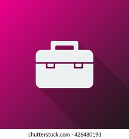 White Briefcase icon on pink background