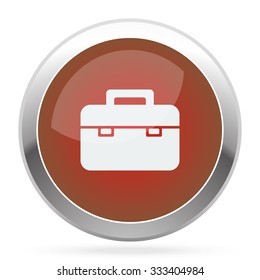White Briefcase icon on red web app button